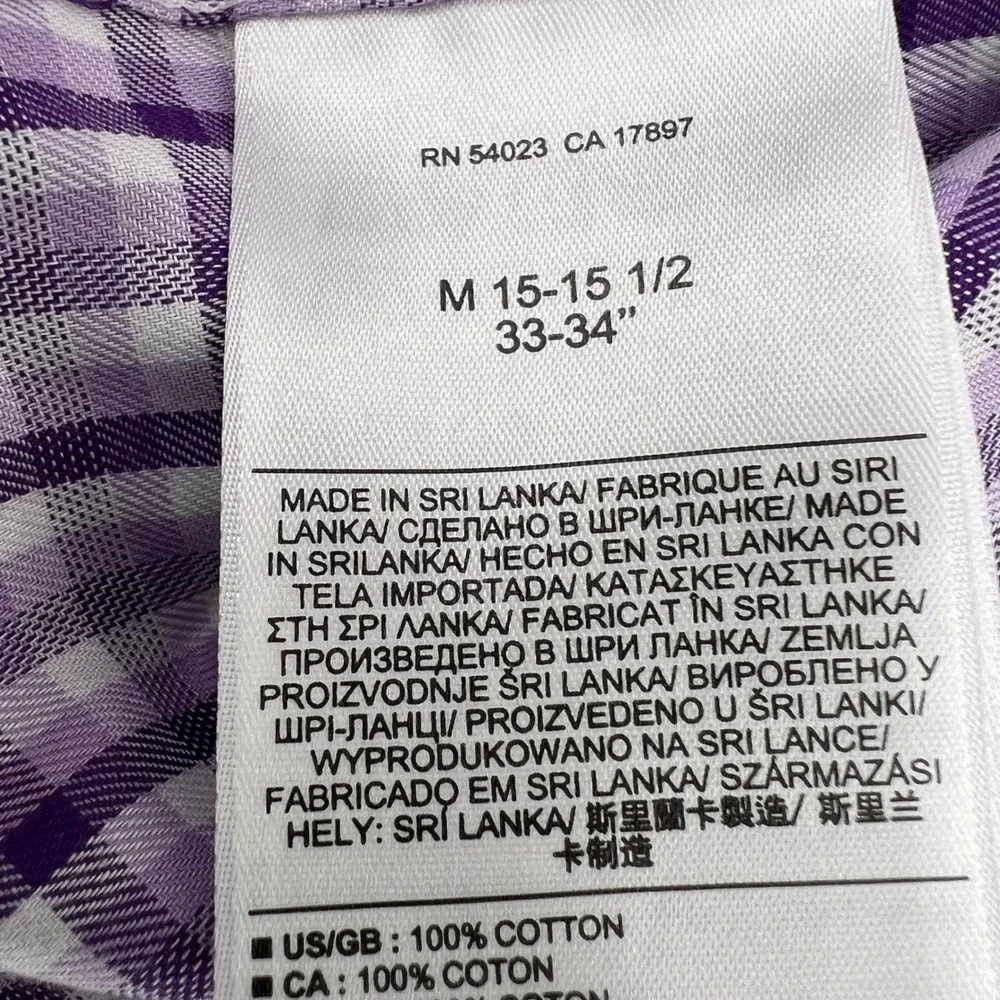 Banana Republic Non Iron Slim Fit Plaid Dress Shirt‎ Mens Medium Purple White